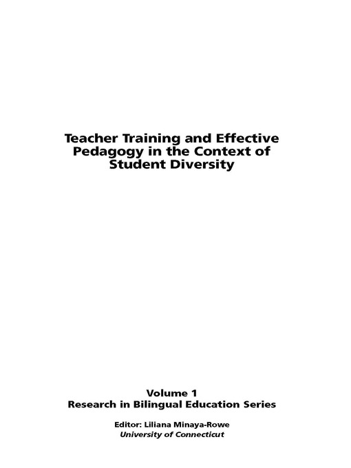 Title details for Teacher Training and Effective Pedagogy in the Context of Student Diversity by Liliana Minaya-Rowe - Available